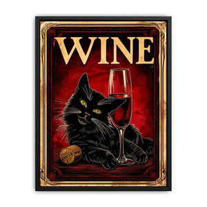 Wine and cat in retro style
