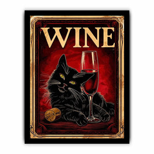 Wine and cat in retro style