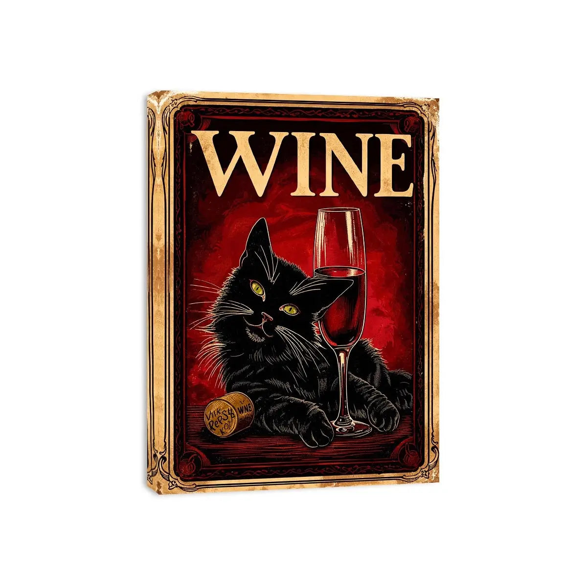Wine and cat in retro style