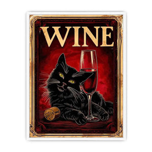 Wine and cat in retro style