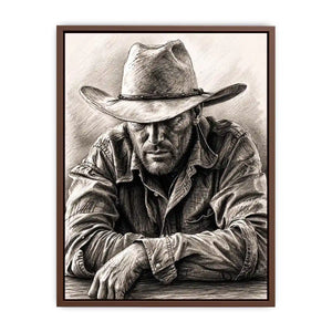 Rugged cowboy in contemplative pose