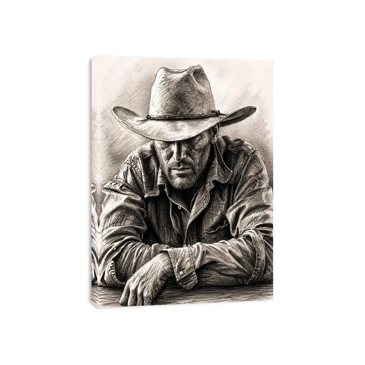 Rugged cowboy in contemplative pose