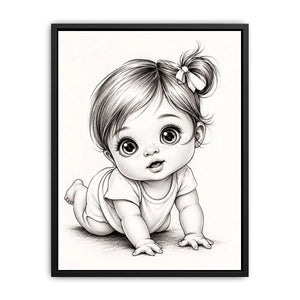 Adorable baby girl in crawling pose