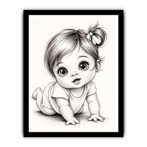 Adorable baby girl in crawling pose