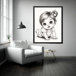 Adorable baby girl in crawling pose