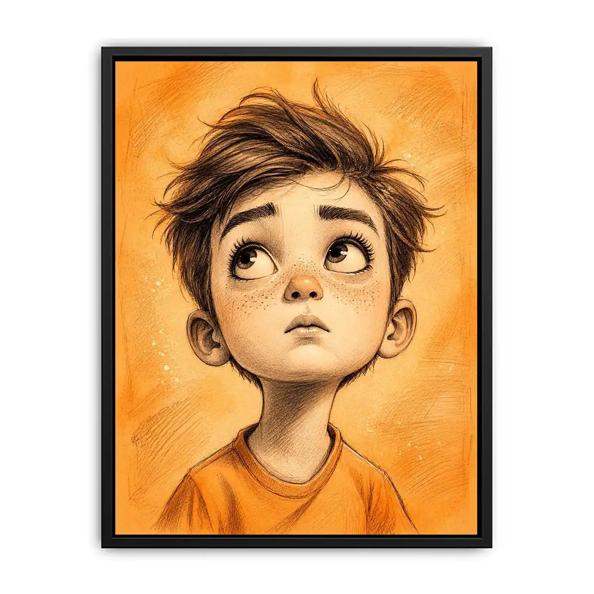 Thoughtful gaze in warm orange tones