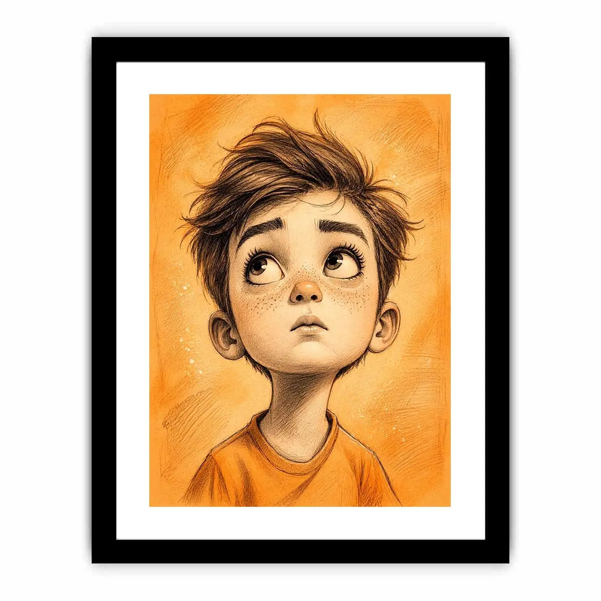 Thoughtful gaze in warm orange tones
