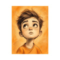Thoughtful gaze in warm orange tones