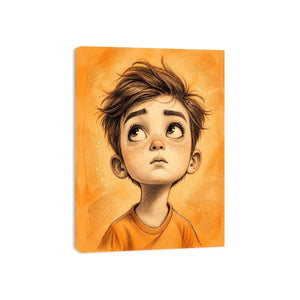 Thoughtful gaze in warm orange tones