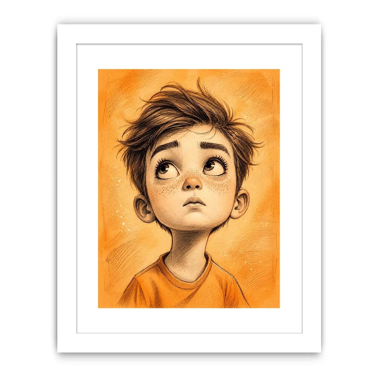 Thoughtful gaze in warm orange tones