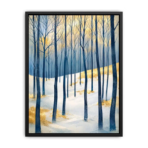 Winter forest in golden light