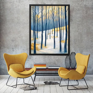 Winter forest in golden light