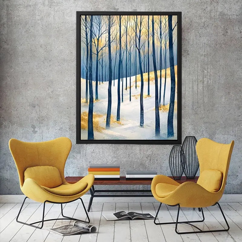 Winter forest in golden light