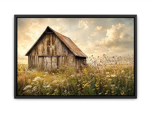 Rustic barn in a golden meadow
