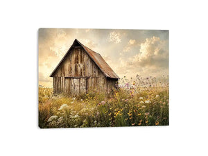 Rustic barn in a golden meadow