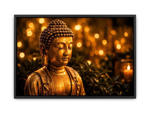 Golden Buddha in serene ambiance