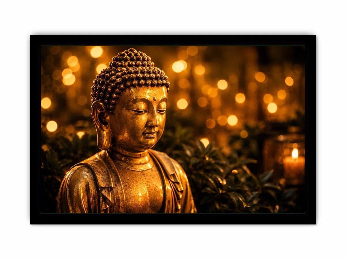Golden Buddha in serene ambiance