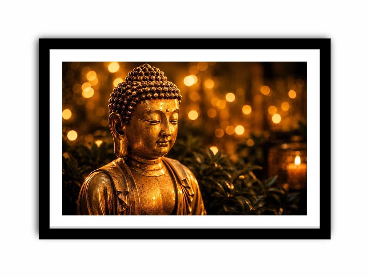 Golden Buddha in serene ambiance
