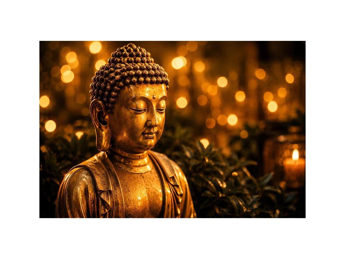 Golden Buddha in serene ambiance