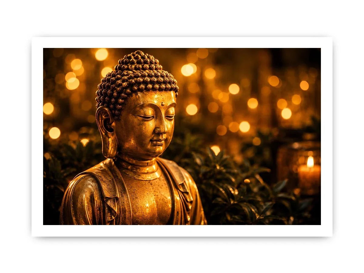 Golden Buddha in serene ambiance
