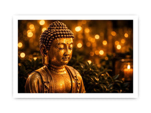 Golden Buddha in serene ambiance