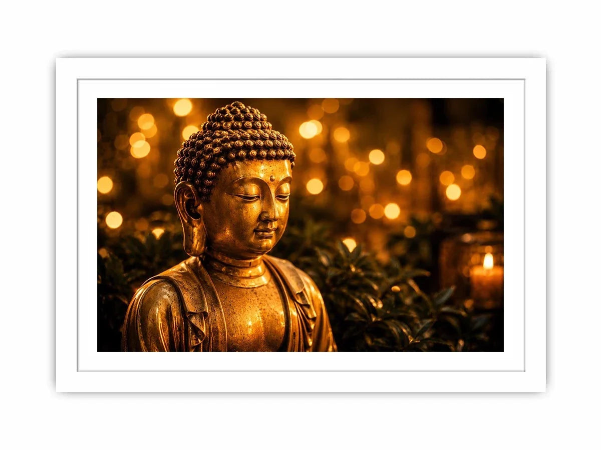 Golden Buddha in serene ambiance