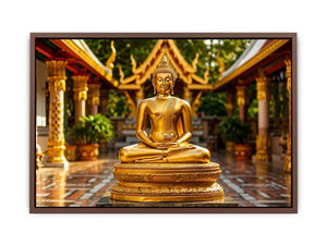 Golden Buddha in ornate temple setting