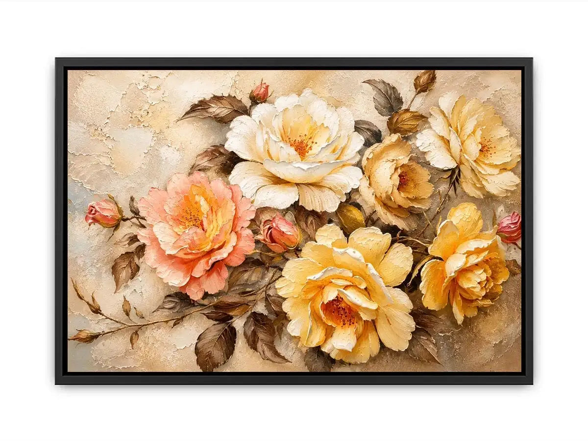 Romantic vintage rose bouquet in oil