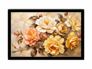 Romantic vintage rose bouquet in oil