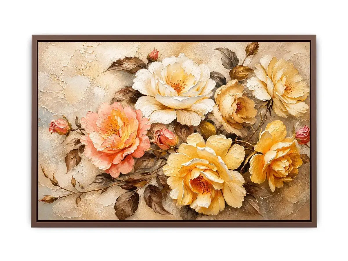 Romantic vintage rose bouquet in oil
