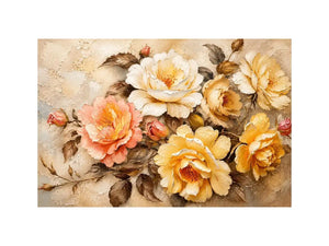Romantic vintage rose bouquet in oil