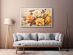 Romantic vintage rose bouquet in oil