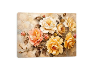 Romantic vintage rose bouquet in oil