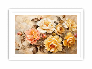 Romantic vintage rose bouquet in oil