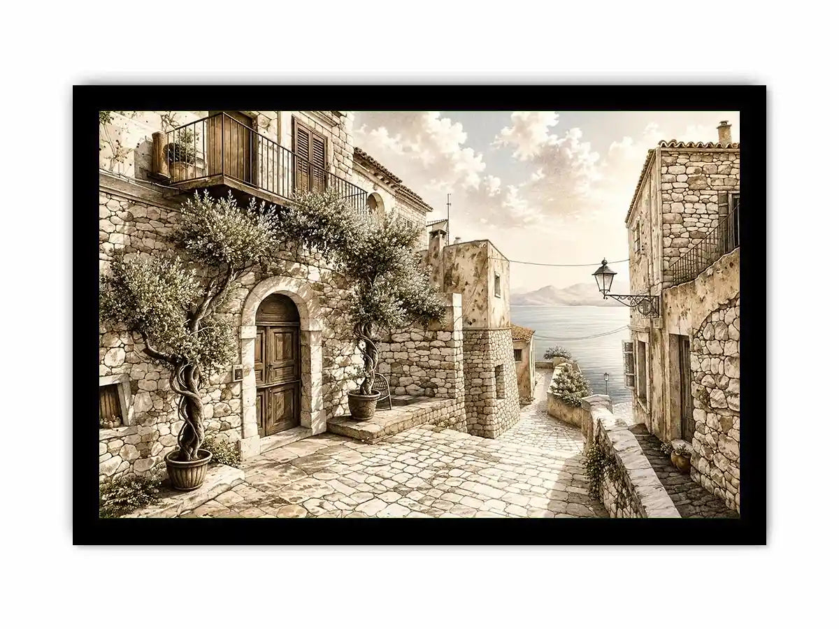 Mediterranean village by the sea
