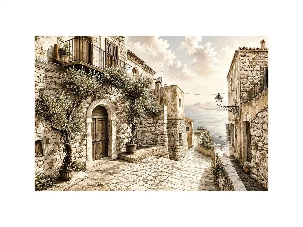 Mediterranean village by the sea