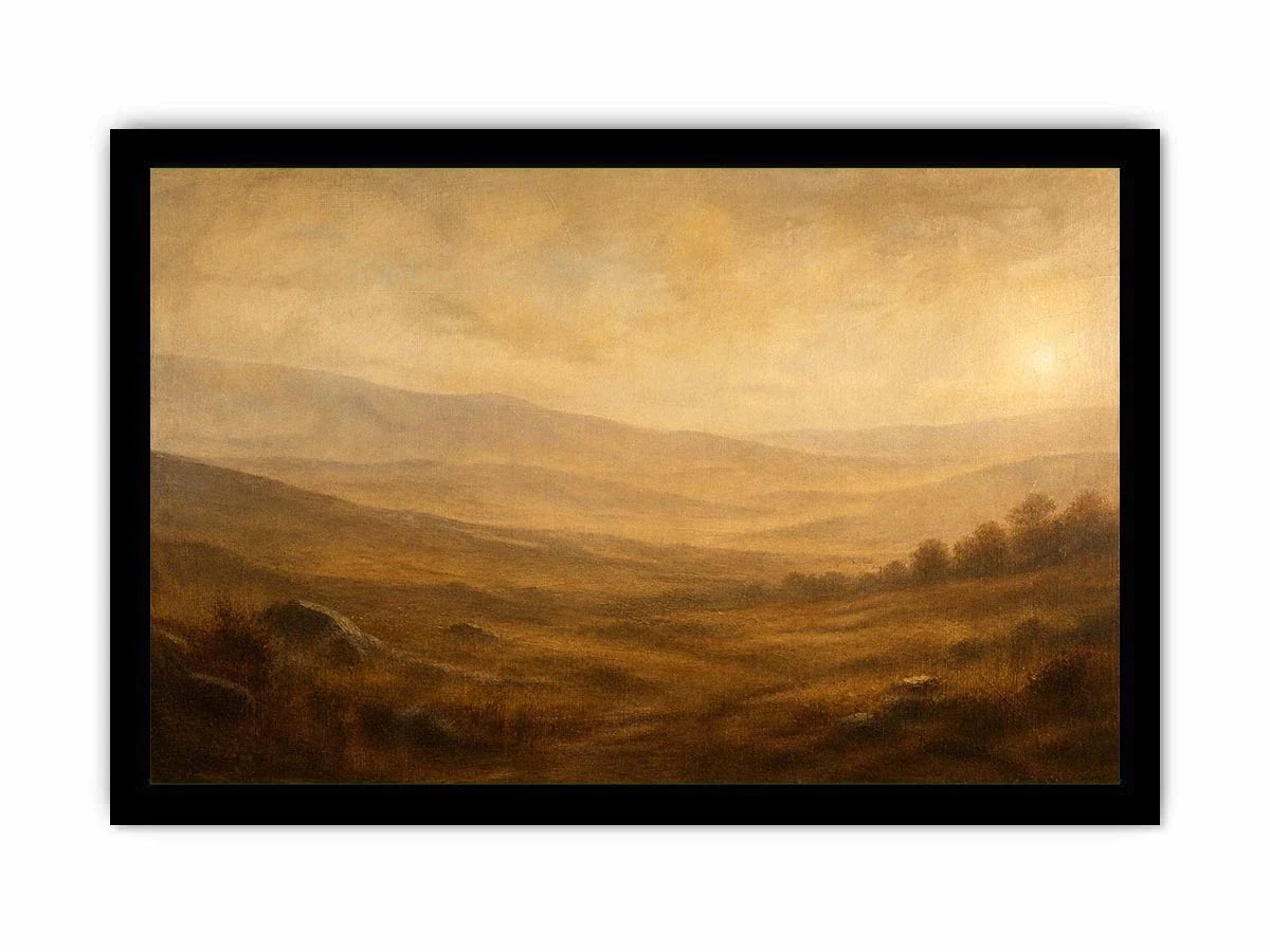 Golden mist over tranquil hills