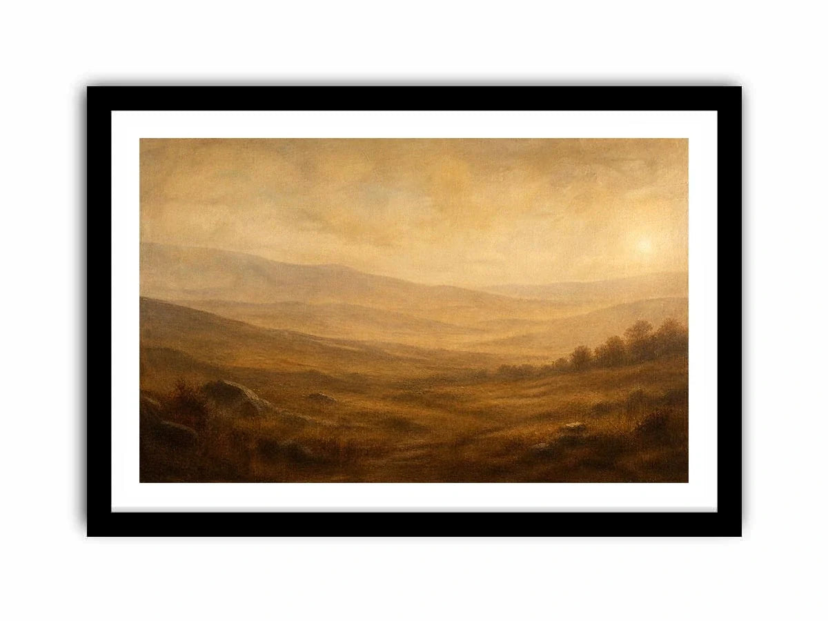 Golden mist over tranquil hills