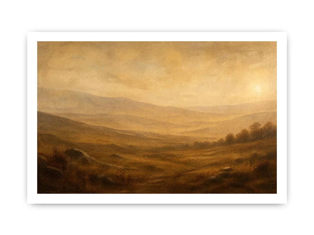 Golden mist over tranquil hills