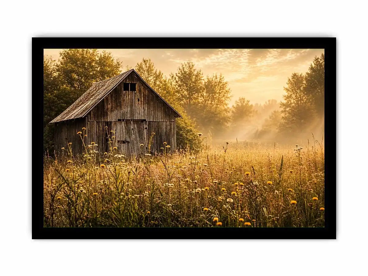 Golden morning in a rural meadow