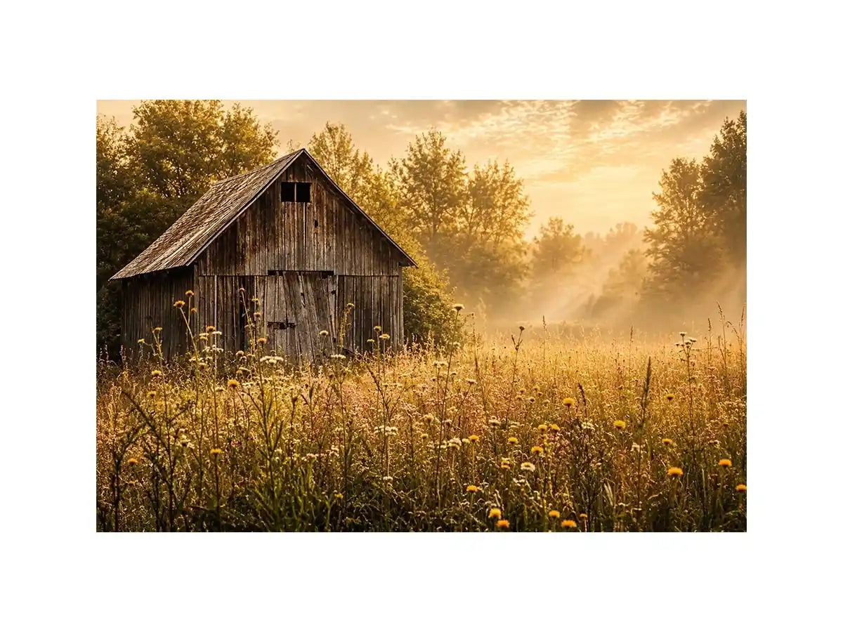 Golden morning in a rural meadow