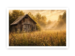 Golden morning in a rural meadow