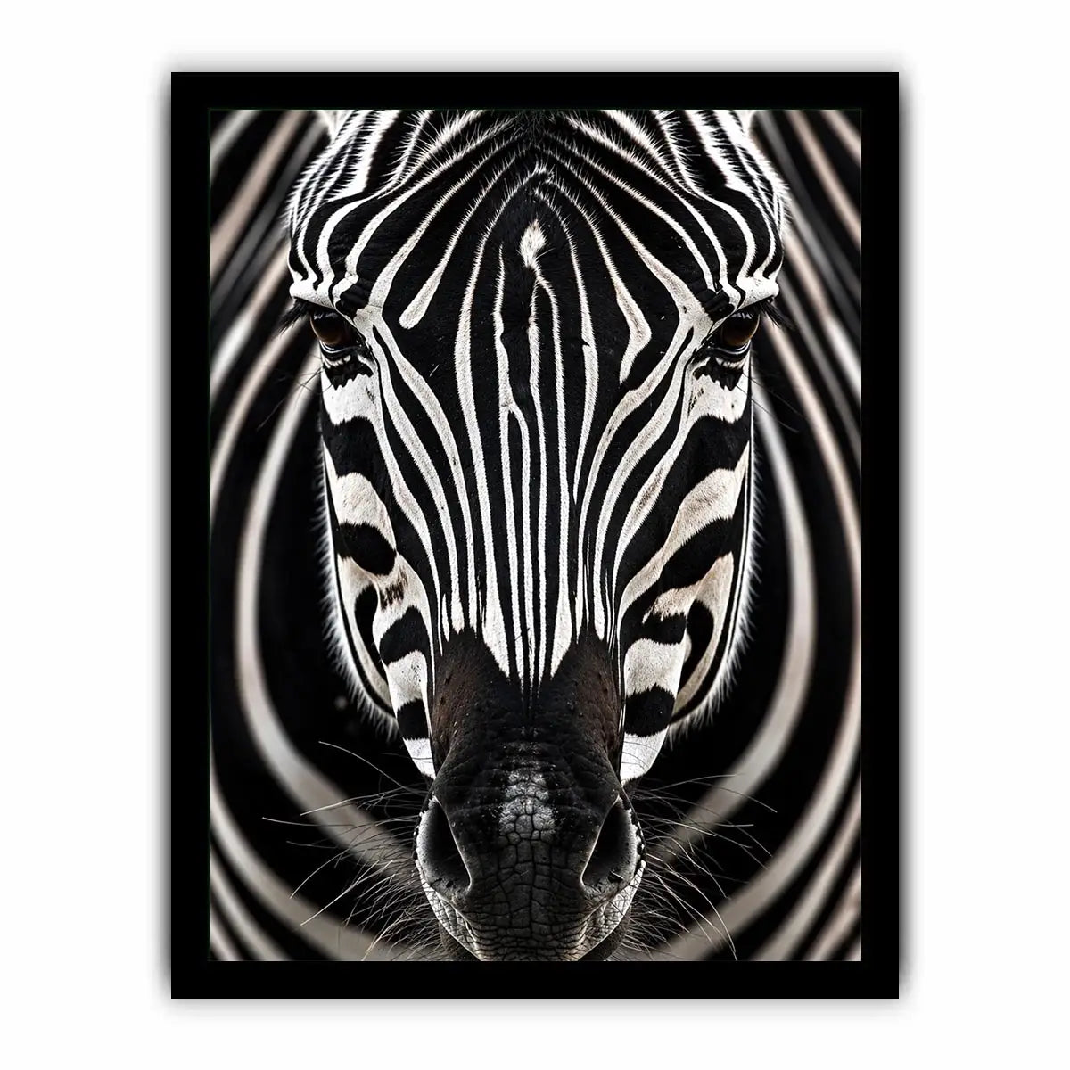 Zebra close-up with striking symmetry