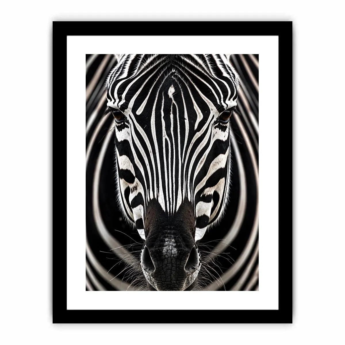 Zebra close-up with striking symmetry
