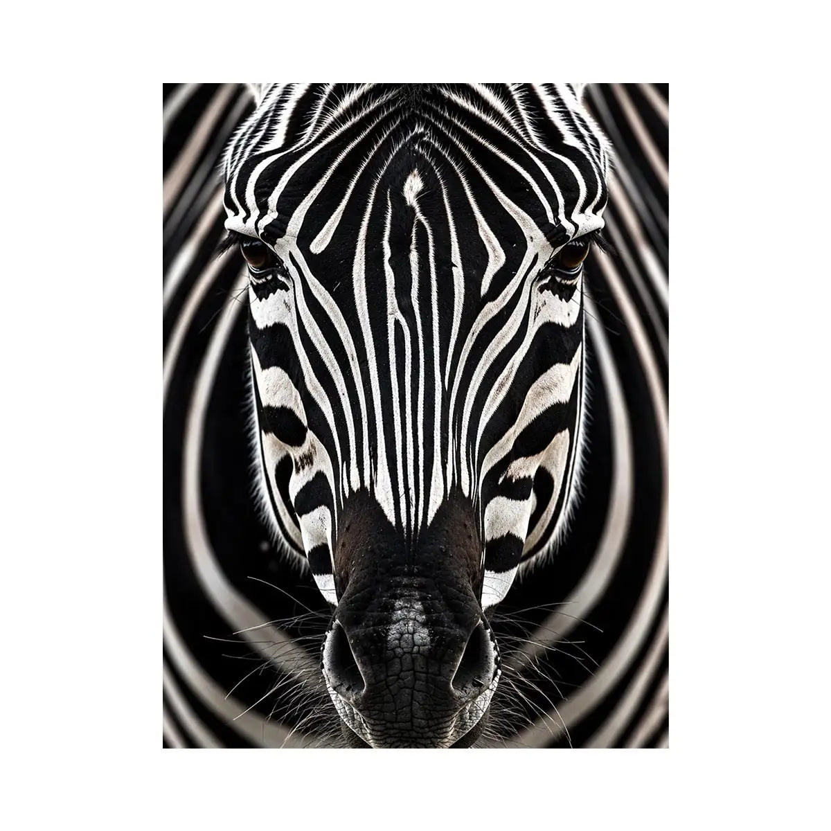Zebra close-up with striking symmetry