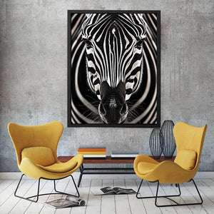 Zebra close-up with striking symmetry