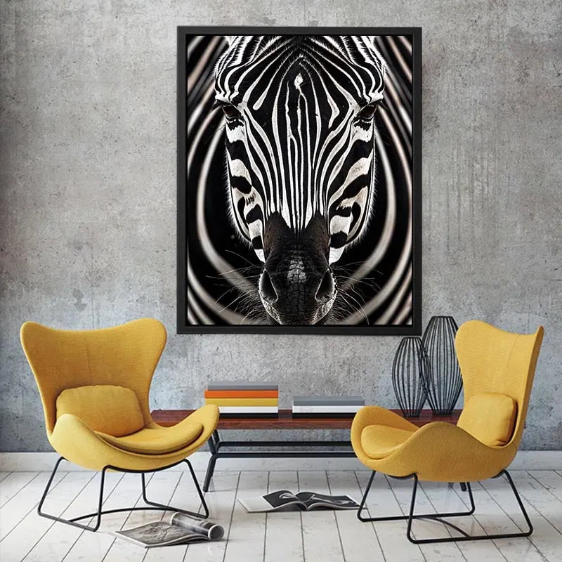 Zebra close-up with striking symmetry