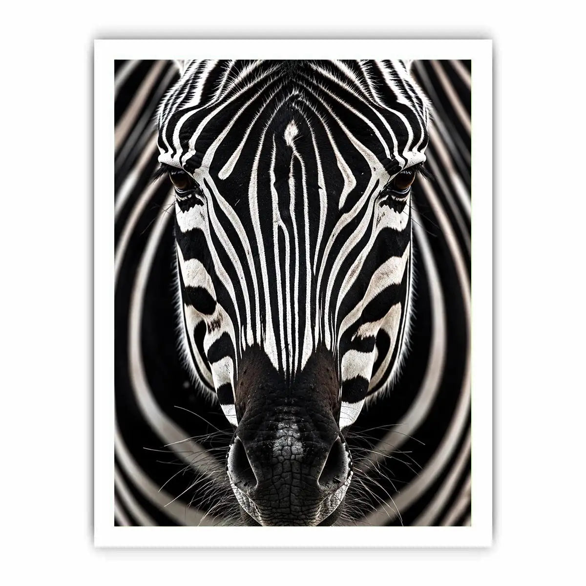 Zebra close-up with striking symmetry