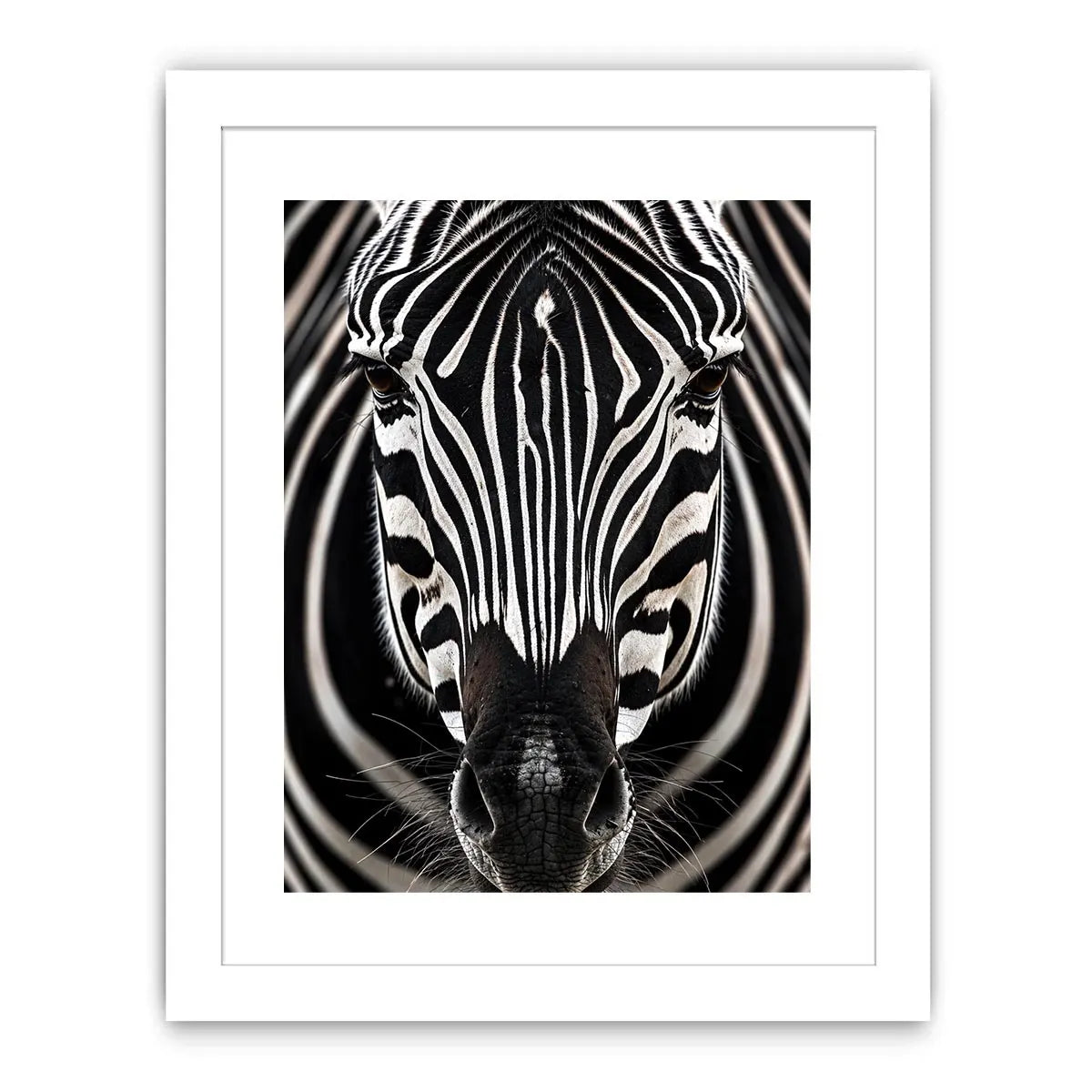 Zebra close-up with striking symmetry