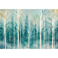 Misty forest with golden accents
